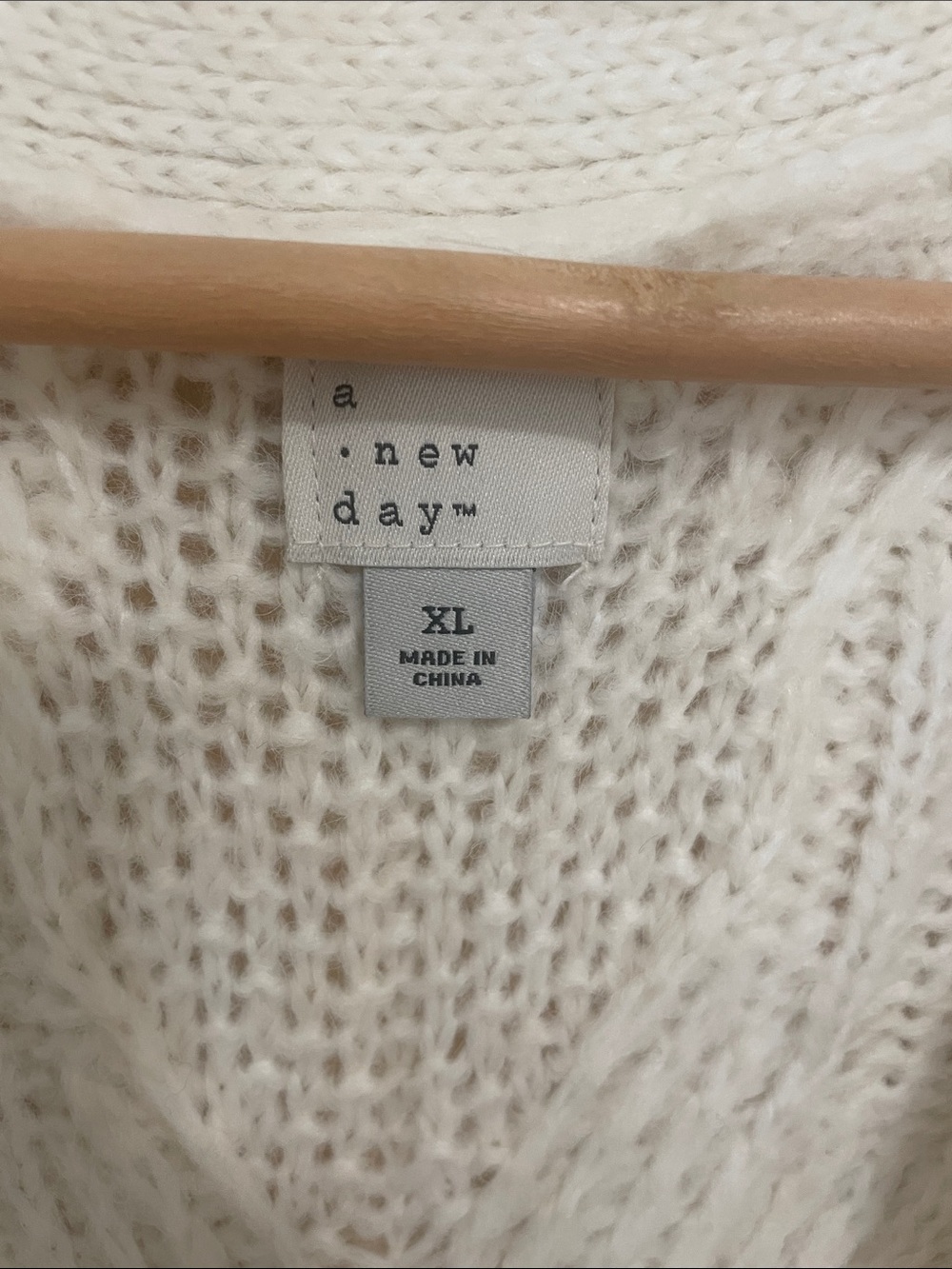 A New Day XL Cream Cable Knit Cardigan | Oversized Cozy Cottagecore Grandpa Chic - Picture 2 of 9